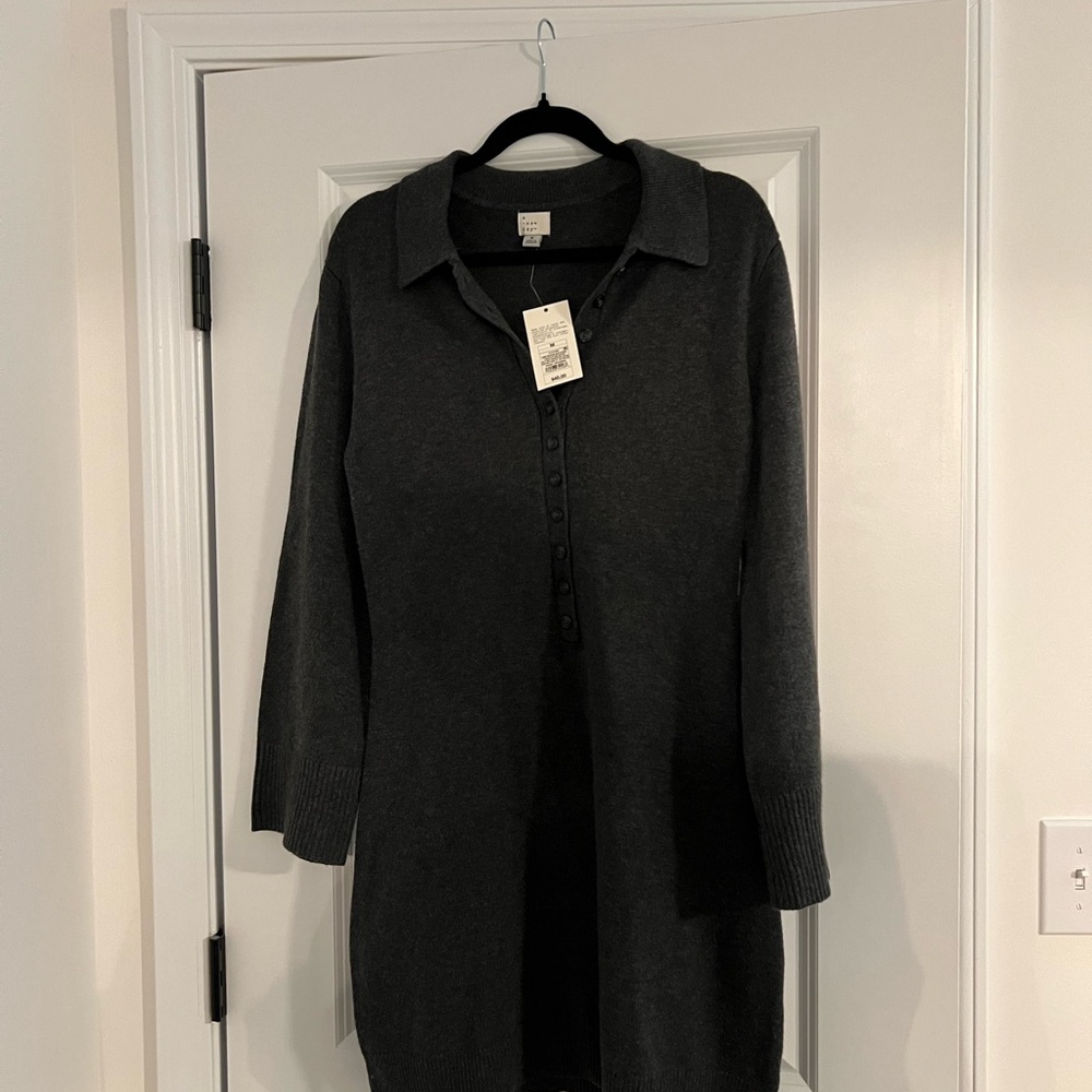 A New Day Charcoal Button-Up Sweater dress
